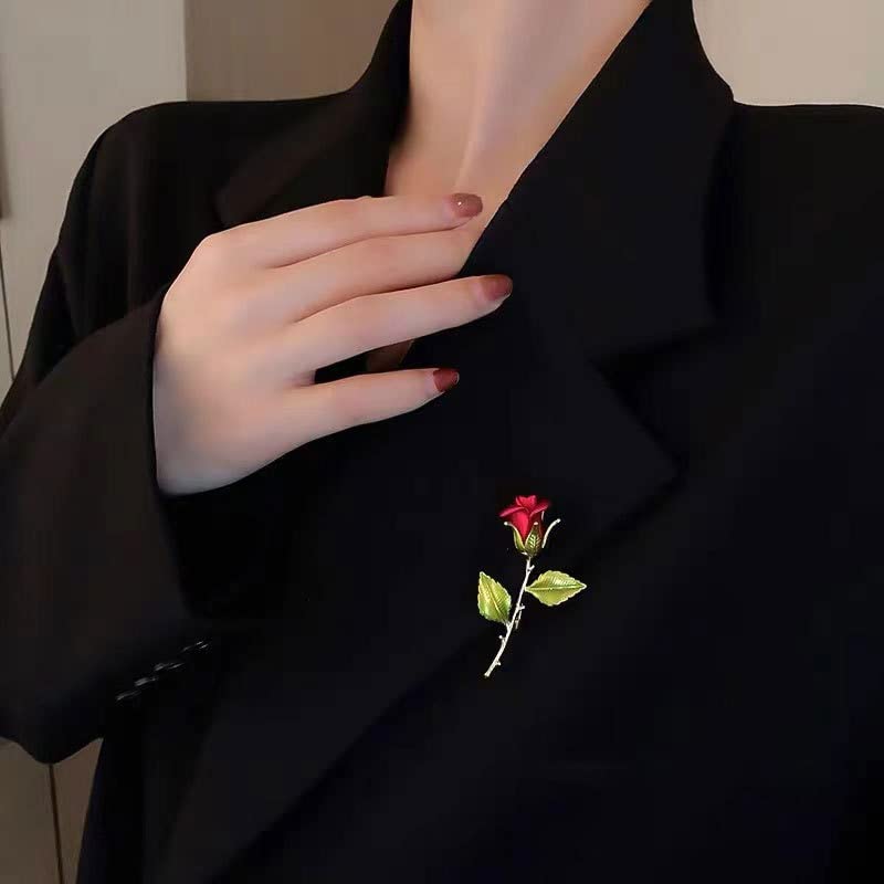 Rose Brooch for Women Flower Brooch Pin for Girls Enamel Brooch for Dress Suits Red Rose Brooches for MomWife Sister3