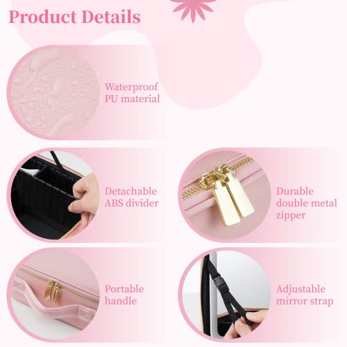 Gekmor Makeup Bag With Lighted Mirror, Travel Makeup Train Case With 3-Color Setting & Adjustable Dividers, Waterproof Portable Cosmetic Bag With 10X Magnifying Mirror For Women #TOP4