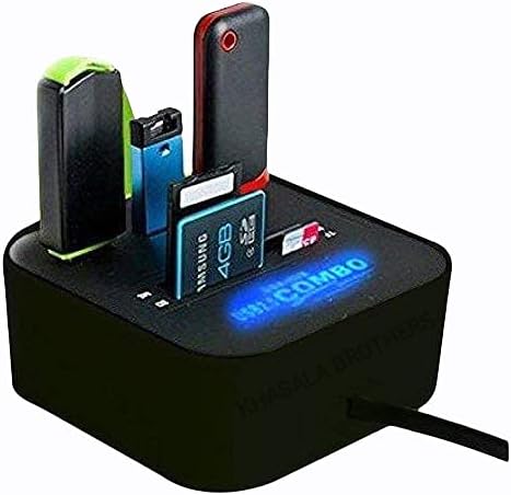 Khasala Brothers Khasala Card Reader 2.0 Hub 3 USB + All in One Combo Card Reader for Pen Drives/Cameras/Mobiles/PC/Laptop/Notebook/Tablet, Docking Station, MS/MS Pro/SD/Micro SD Support (Black)