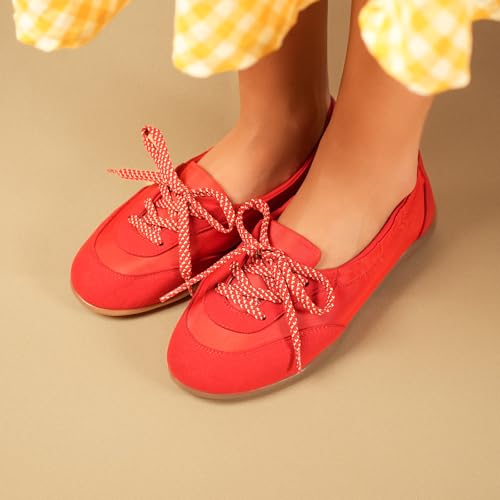 Image of Theater Kai Casual Sneakers in Suede for Women | Stylish Flat Lace-Up Shoes | Lightweight Comfortable Footwear with Cushioned Insole