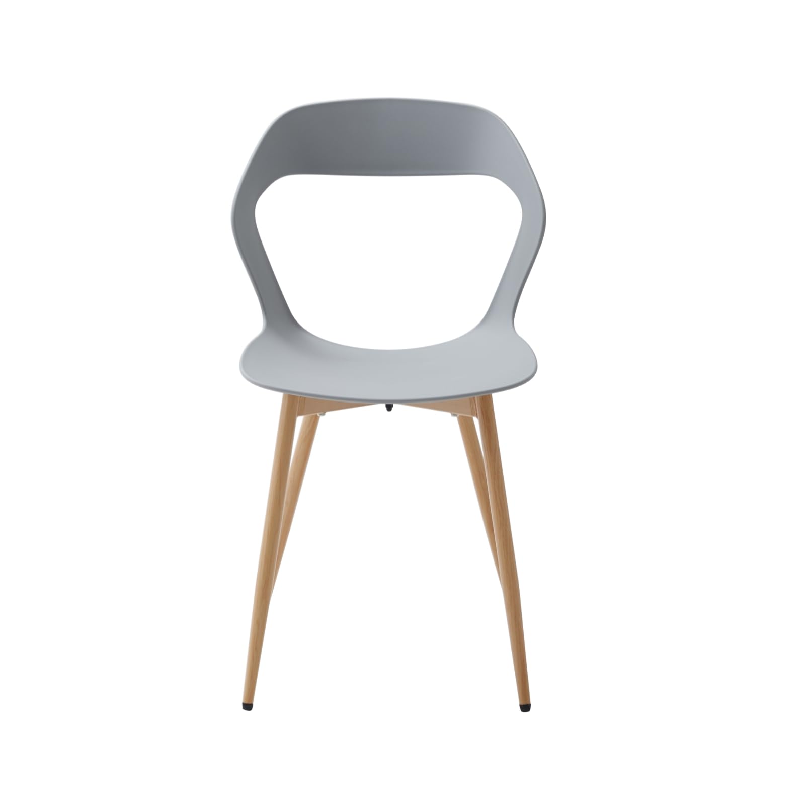 Juego de 6 Sillas de Comedor Nórdicas, Sillas de Cocina, Piernas de Silla Metálica, Diseño de Respaldo Hueco Grande, Adecuado para Salas de Estar, Salas de Ocio - Gris + Madera