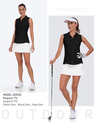 Image of AIRIKE Golf Polo Shirts for Women Sleeveless Summer Sports Athletic Fashionable Workwear-Quick Dry Womens Tank Tops