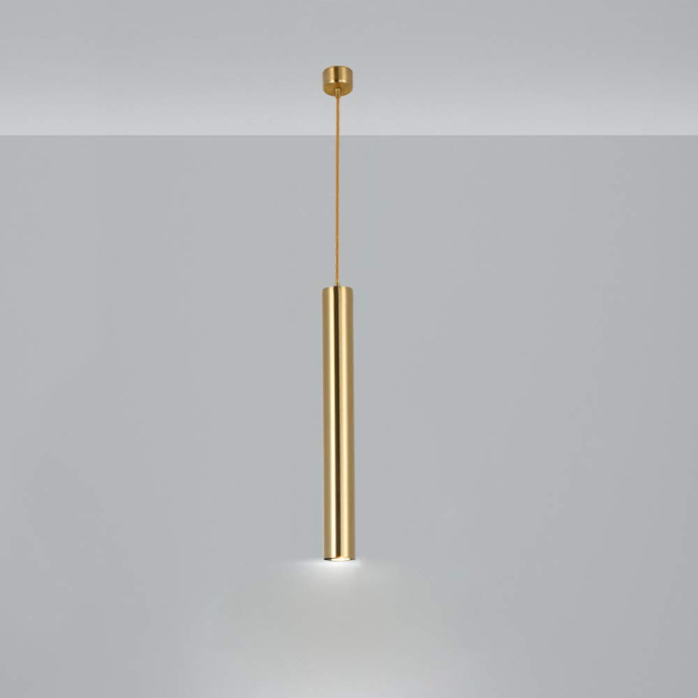 Lámpara de techo LED dorada cilíndrica de 5W y tubo largo colgante moderno