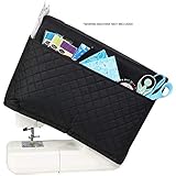 Everything Mary Black Quilted Sewing Machine Cover - Dust Cover Protector That Fits Most Standard Brother & Singer Machines - Collapsible with Storage Pocket