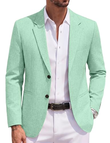 COOFANDY Men's Linen-Texture Blazer - Two Button Lightweight Jacket