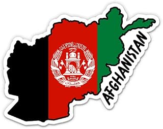Squiddy Afghanistan Map with Flag - Vinyl Sticker - Large Size - 12"