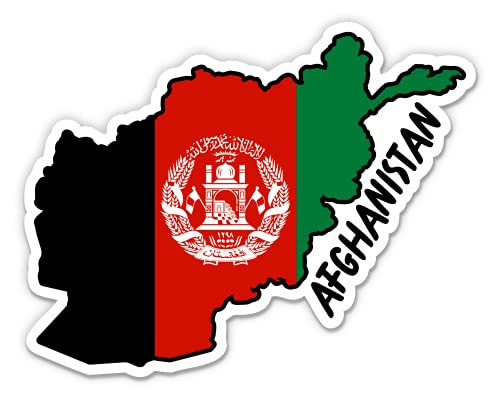 Squiddy Afghanistan Map with Flag - Vinyl Sticker Decal for Phone, Laptop, Water Bottle - 3"