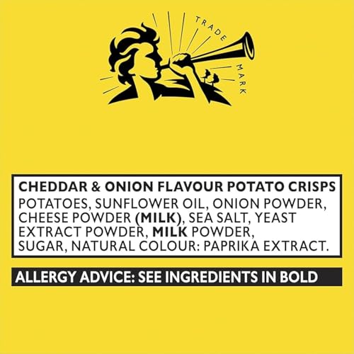 Pipers Gluten-Free Lye Cross Cheddar & Onion Vegetarian Crisps Multi-Pack (24)