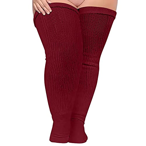 2026 Novedades Calcetines Mujer Soild Calcetines por encima de la rodilla Algodón de talla grande extra gruesos Calcetines Muslo Calcetines Altos (D, A)