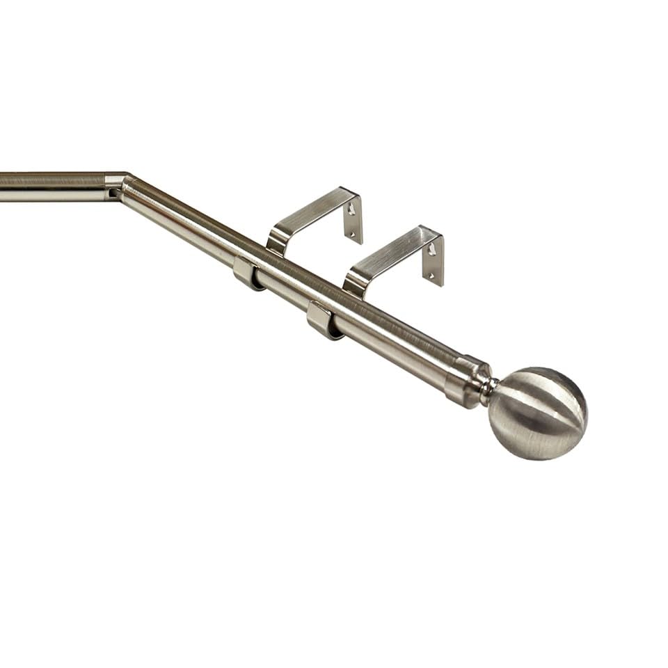 Bay Window Curtain Pole, 3-Sided, 28mm Eyelet Rod, Brushed Chrome, Multiple Sizes (Brushed Chrome Venice, 2.5m (1.1m & 2 x 0.75m Poles))