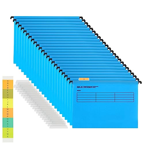 AKOLAFE 20 Pack Suspension Files A4 Hevy Duty Filing Cabinet Suspension Files A4 Filing Cabinet Dividers Foolscap Blue Hanging Files with Tabs and Inserts for Office, Home and School