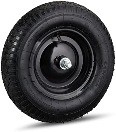 Relaxdays 4.80 4.00-8 Wheelbarrow Tyre, Pneumatic Spare Wheel with Steel Rim and Valve, Capacity to 120 kg, Black,10029589