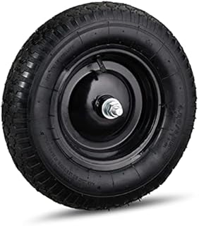 Relaxdays 4.80 4.00-8 Wheelbarrow Tyre, Pneumatic Spare Wheel with Steel Rim and Valve, Capacity to 120 kg, Black,10029589