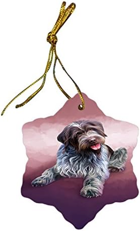 Doggie of the Day Wirehaired Pointing Griffon Dog Christmas Snowflake Ceramic Ornament