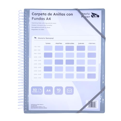Raylu Paper - Classeur à anneaux (fumée, 50 pochettes)