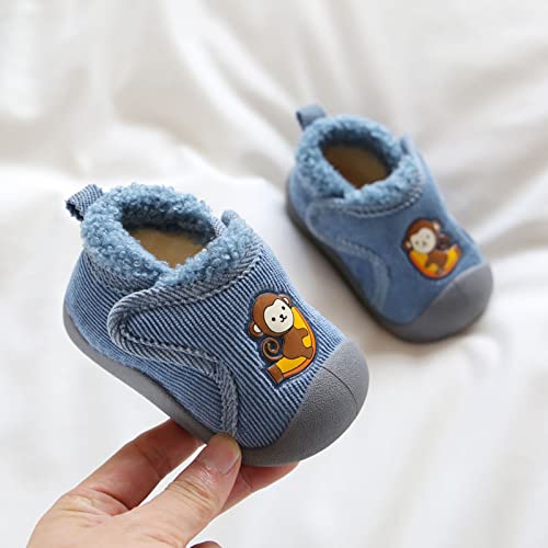 Infant Toddler Plush Walking Shoes Flat Bottom Soft Sole Slip On Cozy Casual Shoes House Slippers for Kid Light Shoes2