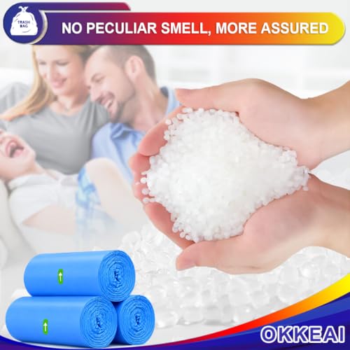 Image of OKKEAI 8 Gallon Kitchen Trash Bags, 30L Blue Garbage Bags, 60 Count
