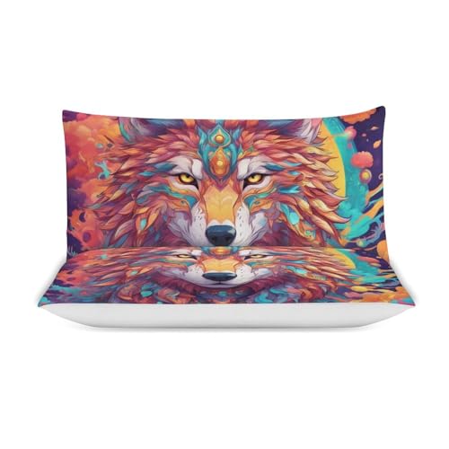 ZGDPBYF Conjunto de capa de edredom para lobo animal selvagem, jogo de cama de lobo espacial psicodé