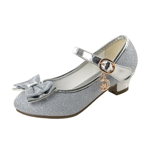 Bestgift Zapatos de tacón alto para niñas con cristales de princesa, Silver, 20 EU