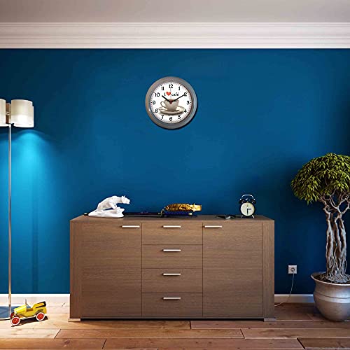 Relógio De Parede Eurora Cozinha Café Cinza 6586