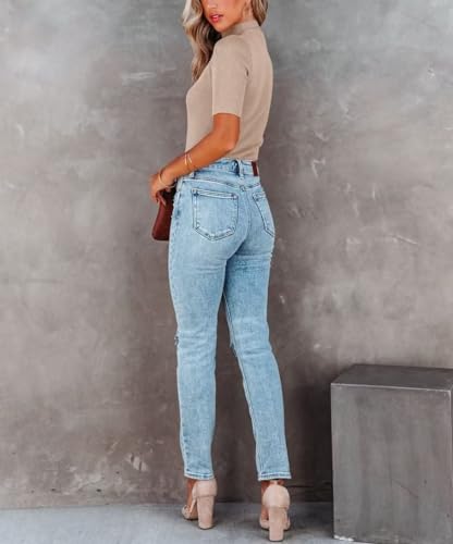 Lacozy Women Casual Short Sleeve Shirt Basic Mock Neck Top Slim Fit Ribbed Knit Pullover Sweater3