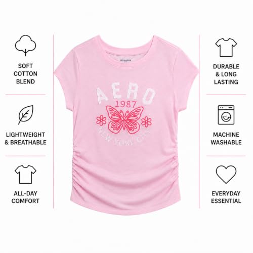 Image of Girls T-Shirts, Soft Cotton Blend Short Sleeve Crewneck Logo Tee (7-16) | Breathable Everyday Feel, Fun Graphic Personality, Pairs with Jeans, Skirts & Leggings for School, Play & Weekends