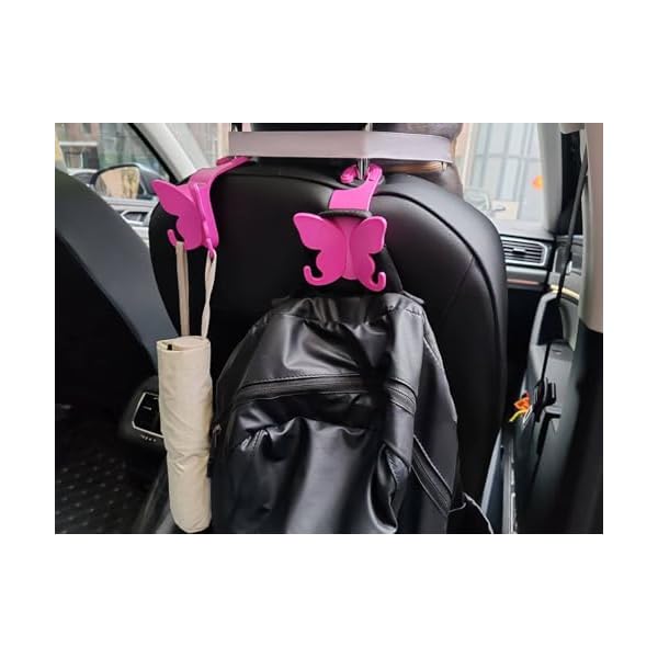 Stylish Rose Gold Car Seat Hooks – 360° Rotating Butterfly Organizer, Heavy Duty 25KG Weight Limit, Dual Hooks for Bags & Groceries | ABS Material, Easy Install Car Storage Solution - Image 4