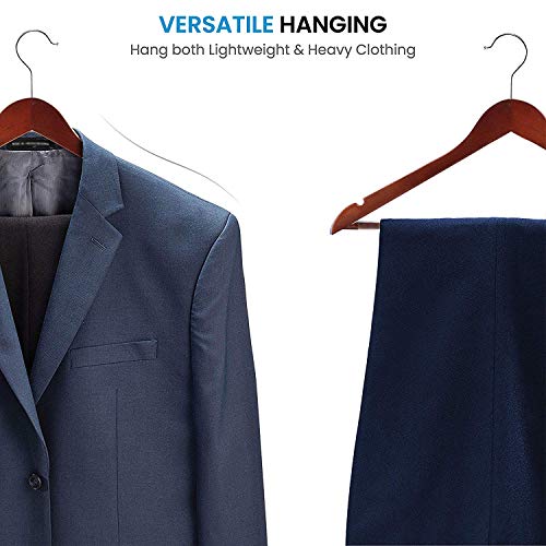 image for ZOBER High-Grade Wooden Suit Hangers 30 Pack with Non Slip Pants Bar -
