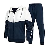 Tebreux Herren Sportanzug Trainingsanzug Sweatsuit Casual Sweatpants Full-Zip Running Jogging Set, Marineblau, XX-Large