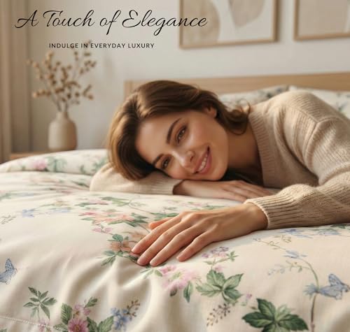 Image of VAS COLLECTIONS 300 TC Cloud Cotton Bedsheet Set Super King Size 108x108 Inch (275x275 cm) | Soft Breathable Double Bed Sheet with 2 Pillow Covers | Luxury Hotel Quality Bed Linen (Rose & Sage)