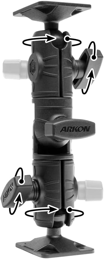 ARKON Mounts Robust Ratchet Extension Arm with AMPS Mount Plates | Swivel Shaft Arm | High Strength Corrosion Resistant Materials | 360° Adjustable | Super Secure Base | RMSRA2XAMPS