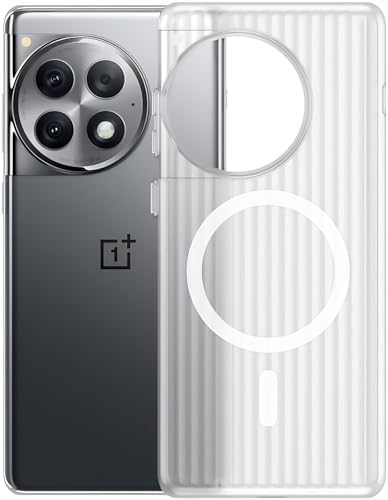 Image of Kapa Matte Magnetic Wave Grip Back Cover for OnePlus 12 | [MagSafe Compatible] Wireless Charging, Slim, Metal Buttons Frosted Back Case (White)