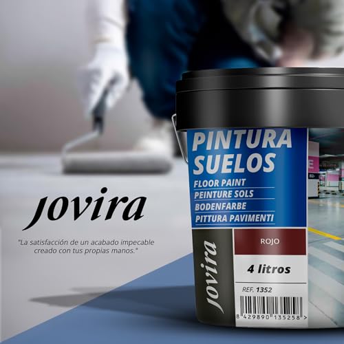 JOVIRA PINTURAS Pittura per pavimenti esterni ed interni 4 L, garage e superfici sportive in genere, finitura opaca. Protegge e decora le superfici in calcestruzzo, cemento e asfalto.(4 Litri, Rosso) - 2