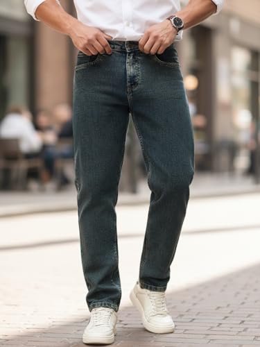 Image of Urbano Fashion Men's Regular Fit Heavy Washed Denim Jeans Stretchable