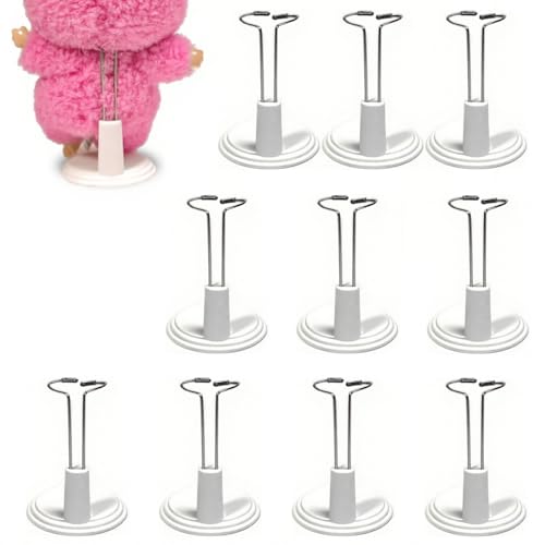 Image of 3 Pack Adjustable Doll Stand - Compatible with labubu, Display Holder for 4-7 Inches Figures, White Plastic Stand with Waist Clip, Stable Support for Collectible & Photography (Dolls Not Included)