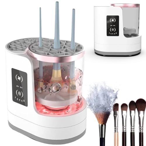 Máquina limpiadora de brochas de maquillaje eléctrica 3 en 1 con secadora y soporte, limpiador de brochas de maquillaje alimentado por USB, máquina limpiadora de brochas de maquillaje portátil (estilo