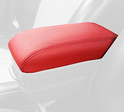 RedlineGoods armrest Cover - OEM Honda armrest Compatible with Honda Fit 2007-13. Tailor Made - not Universal. Genuine top-Grade Italian Black Leather with Blue Thread