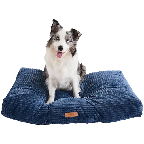 Image of Modern Threads Ultra Plush Orthopedic Memory Foam Pillow Bed for Large Dogs with Supportive Filling and Stylish Textured Design, Blue, (42 inch L x 30 inch W x 5 inch Th)
