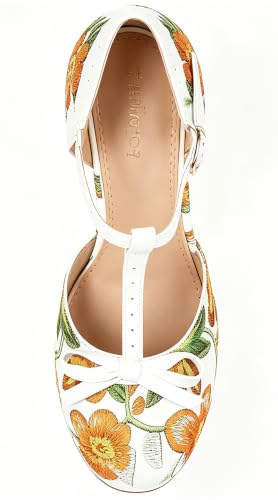 Image of ForeMode Fashion Women T-Strap High Heels Bow Platform Round Toe Pumps Leather Summer Sweet Shoes