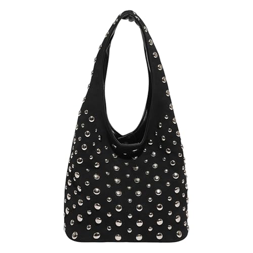 Sac Hobo clouté élégant Y2K, sac à main seau à Rivets, sac à bandoulière tendance, Punk sous...