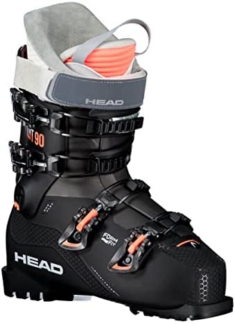 HEAD Womens Edge LYT 90 W Grip Walk Lightweight Insulated Easy-Entry Freeride Performance Ski Boots, Black/Salmon, 235