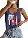 4th of July Sexy Crop Tank for Women Vintage American Flag Sleeveless Tee USA Proud Summer Patriotic Shirt(M,02-bBlue)