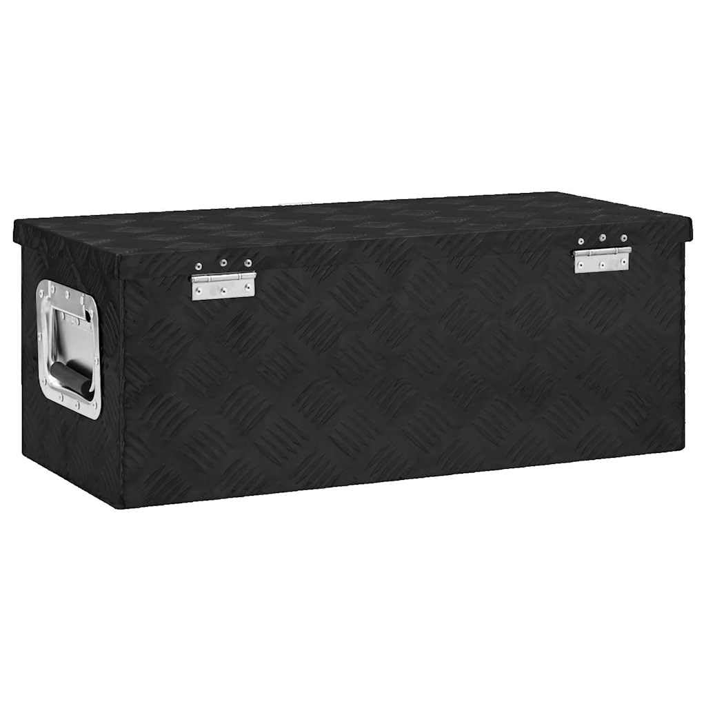 Scatola portaoggetti nera in alluminio, 70 x 31 x 27 cm, con sistema di chiusura, cassetta degli attrezzi per officina, garage, casa, trasporto e sistema di organizzazione
