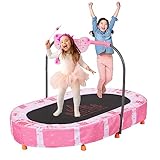 BRINJOY Kids Trampoline with Handle, Mini Rebounder Double Trampoline for 2 Kids w/Safety Pad, Foldable Exercise Trampoline for Toddlers Boys Girls Indoor Outdoor Max Load 200 lbs, Princess Castle