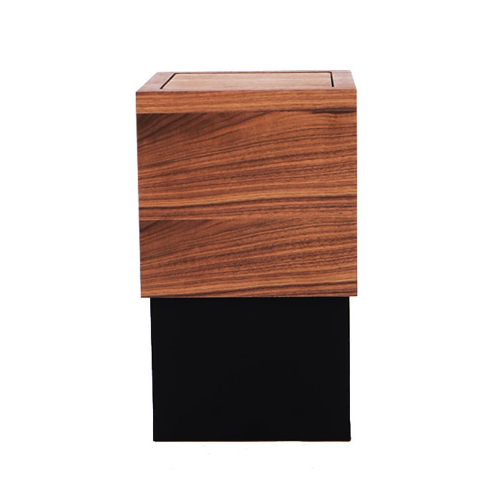 Papelera de madera cuadrada con tapa, papelera de reciclaje de basura de madera de estilo japonés, papelera apilable, papelera de madera, for baño, dormitorio, cocina, oficina, sala de estar, hogar