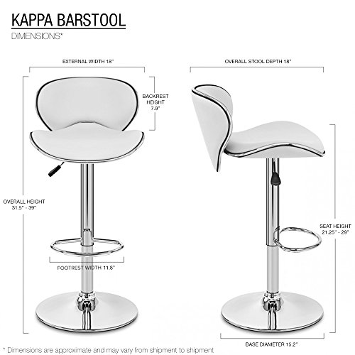 Modern Home Set Of 4 Kappa Contemporary Adjustable Barstool - Cherry Red #TOP4