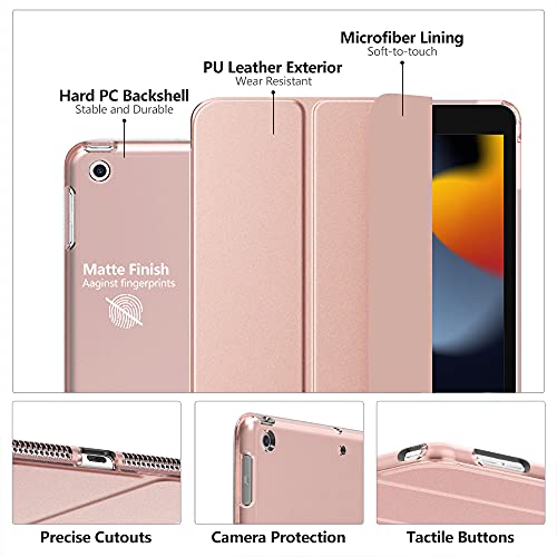 Moko Ipad 10.2 Case For Ipad 9Th Generation 2021/ Ipad 8Th Generation 2020/ Ipad 7Th Generation 2019, Slim Stand Hard Back Shell Smart Cover Case For Ipad 10.2 Inch, Auto Wake/Sleep, Rose Gold #TOP3