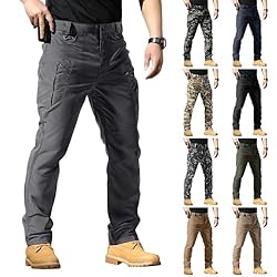 Pantalones Largos Verano Hombre, Pantalones de Tra...: Pantalones de Trabajo Hombre - Los pantalones cargo tácticos de trabajo para hombre, con tela resistente al desgarro Ripstop reforzada, son impermeables y a prueba de viento, transpirables y cómodos, adecuados para diversas actividades al aire libre....