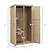 Outsunny Wooden Garden Shed, Outdoor Storage Cabinet with Waterproof Asphalt Roof, Narrow Tool Shed with Shelves and Lockable Doors, Natural