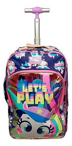 PUKET - Mochila Escolar Infantil Com Rodinha Menina Uni Tennis Puket Azul Uni Tennis Coleção 2026